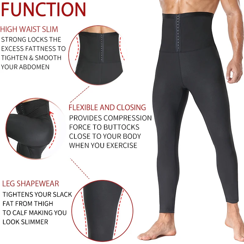Men Body Shaper Sauna Slimming Pants Hot Thermo Sweat Capris Abdomen Waist Trainer Slim Fitness Leggings Leg Shapewear Underwear