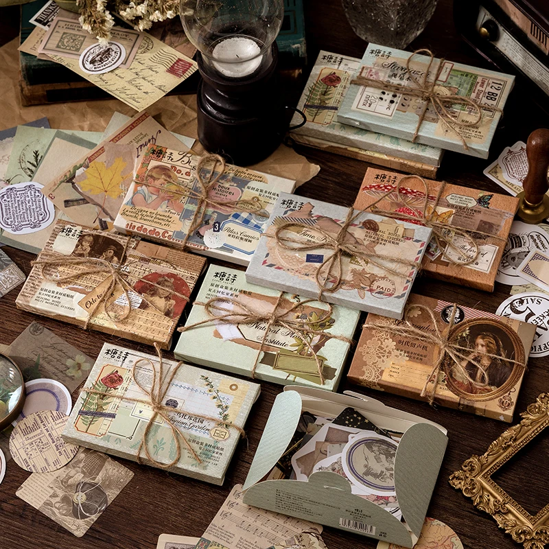 

Card Lover 60 Pcs Memories Vintage Journal Stickers Scrapbooking Washi Paper Sticker Journaling Material Scrapbook Paper