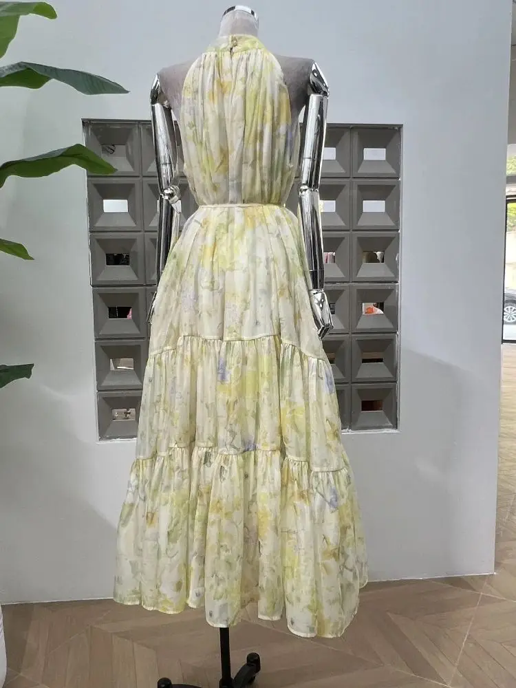 2025 Elegant Summer Chic Print Sleeveless Loose Beach Long Holiday Dress  for Women Design Evening Party Birthday Gown Vestido - AliExpress