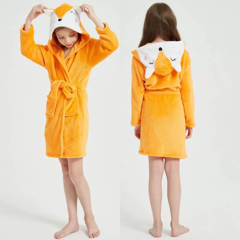 Child Bathrobe Flannel Pajamas For Girls Boys