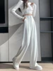 Casual High Waist Loose Wide Leg Pants for Women Spring Autumn New Female Floor-Length White Suits Pants Ladies Long Trousers 3
