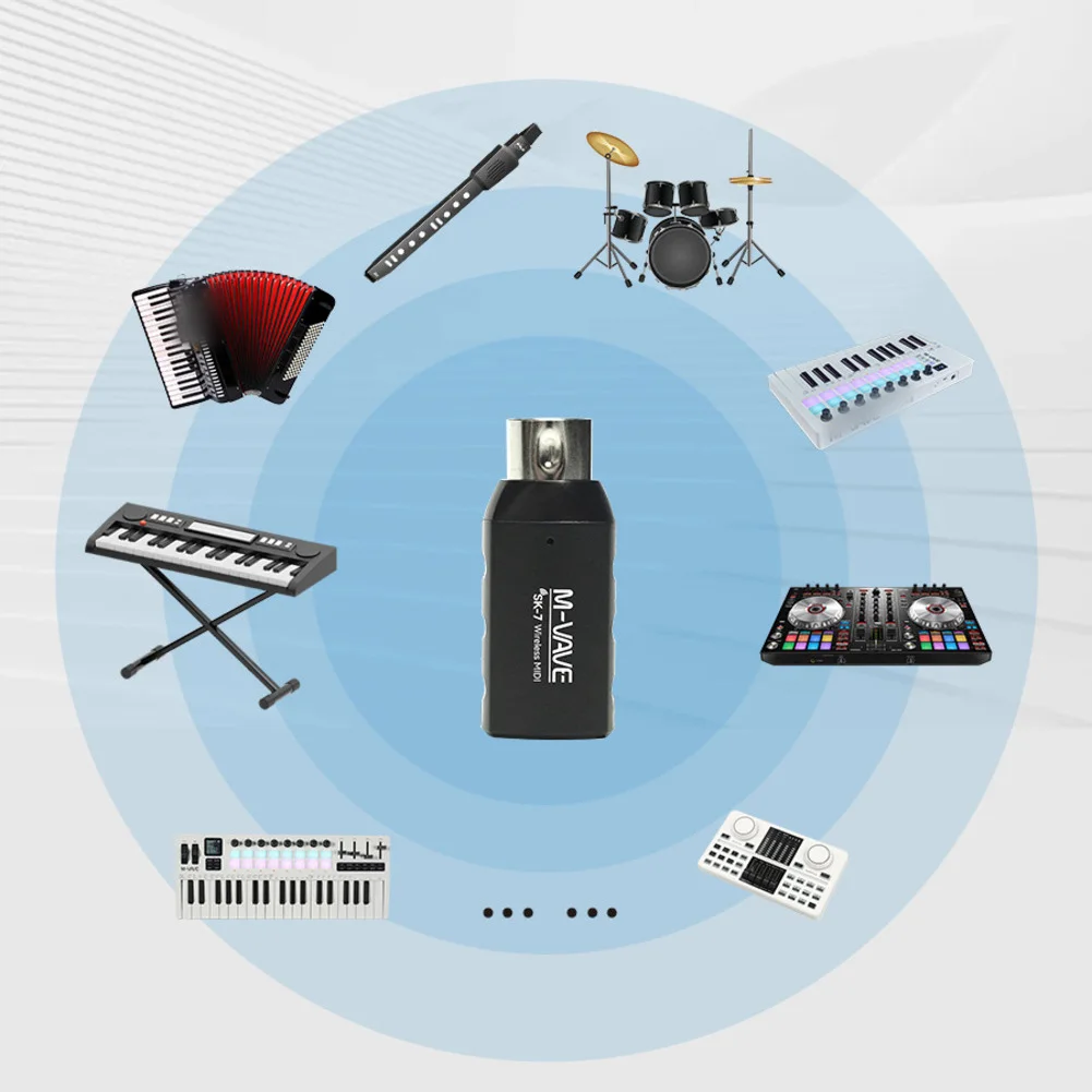For M-VAVE SK7 Wireless MIDI-Adapter Rechargeable Audio Transmitter Receiver 2.4GHz For MIDI Device Interfaces