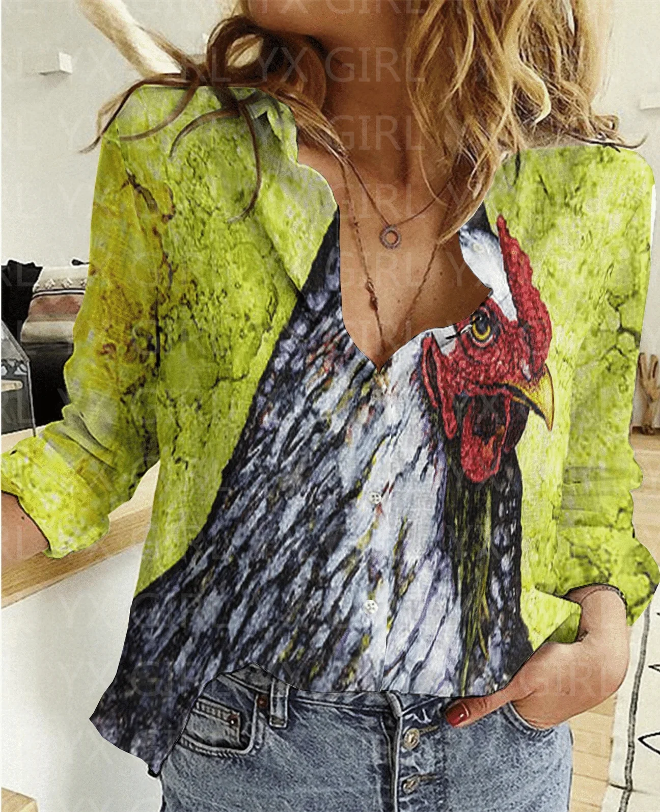 Рисунок 6 - Женская Повседневная рубашка Wyandotte с 3D принтом