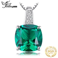 JewelryPalace – collier avec pendentif en argent Sterling 925 pour femme, imitation d'émeraude verte Nano, pierre précieuse, Solitaire, sans chaîne 1