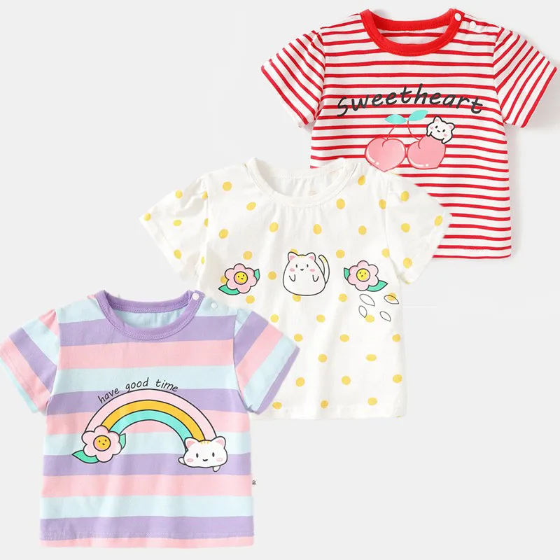 

Children T-shirt Short Sleeve Summer Cute Cartoon Printed Pullover Tops Kids Clothing Soft Cotton Newborn Baby Casual Tee Shirts