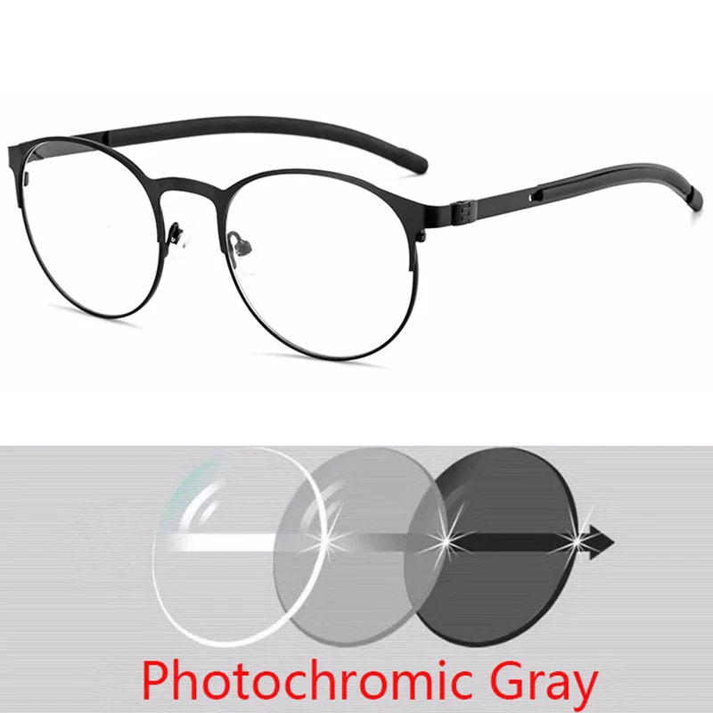 Photochromism okulary Retro okrągła oprawa metalowa okulary z UV damskie dla osób z krótkowzrocznością 6 Photochromism okulary Retro okrągła oprawa metalowa okulary z UV damskie dla osób z krótkowzrocznością 4