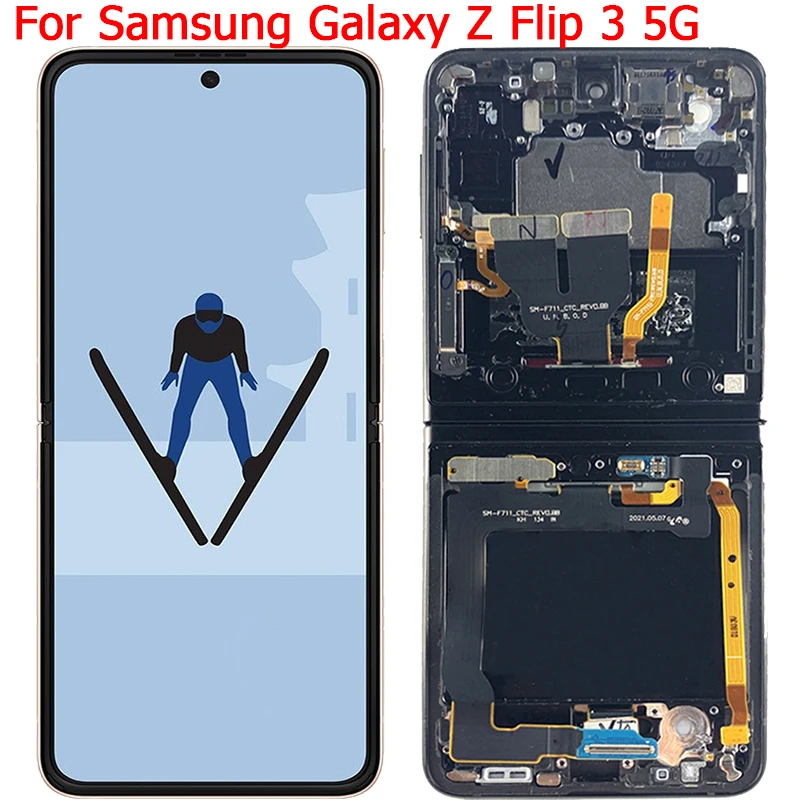 Original Z Flip 3 LCD For Samsung Galaxy Z Flip 3 5G F711B F711N F711U Display LCD Touch Screen