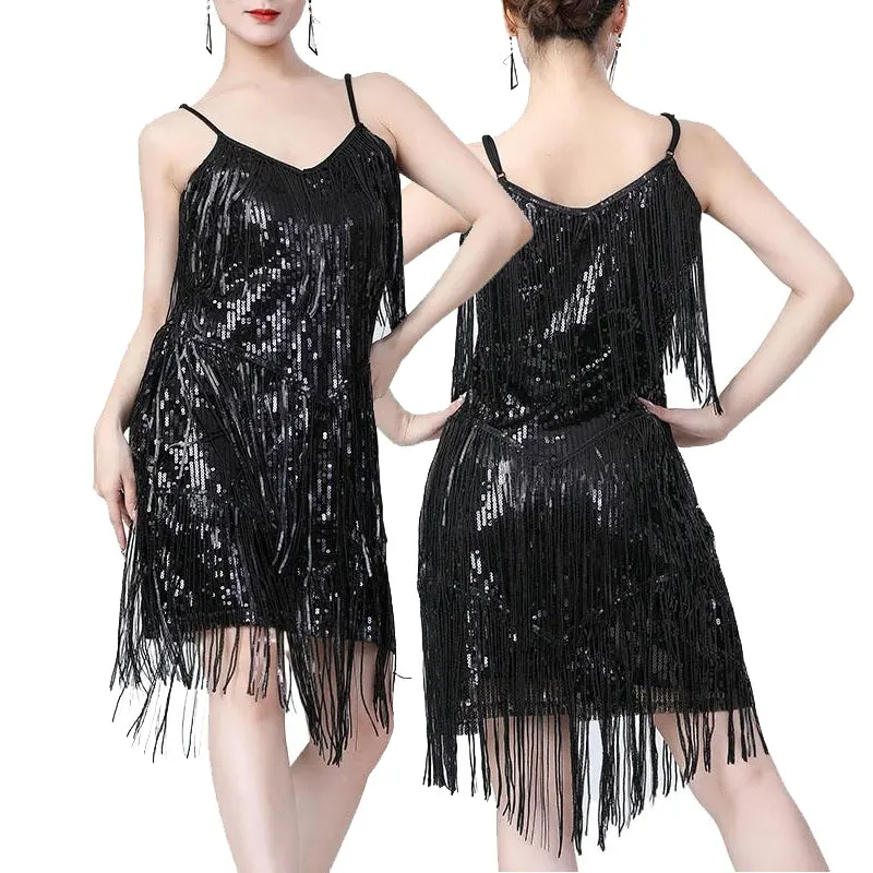 Women's Glamorous Sequined Dance Dress for Latin and Ballroom Styles