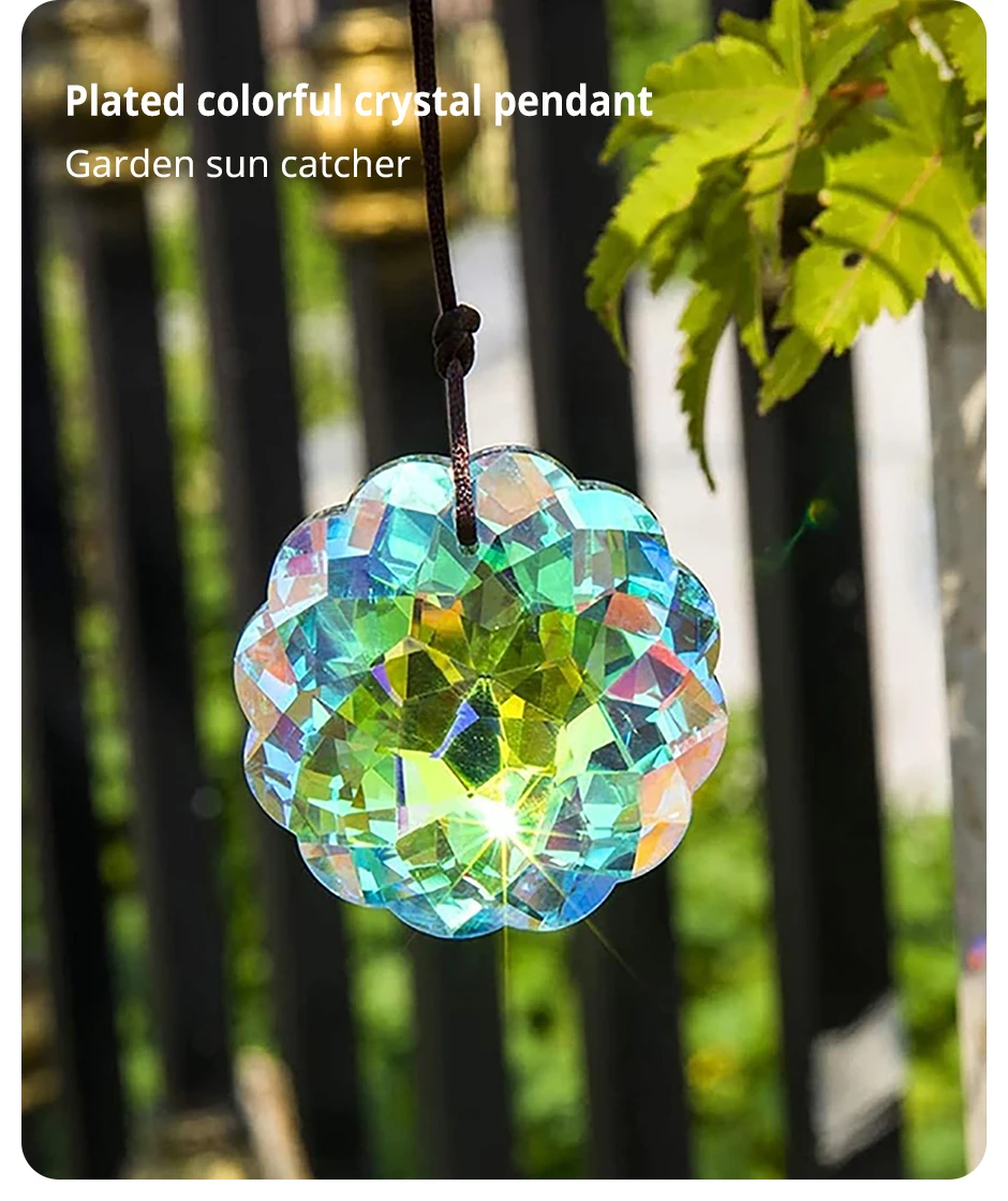 Description Picture 3 of item1 Pc With Rope Colorful Crystal Glass Prism Ball Suncatcher Pendant, Home Garden Craft Decoration, Valentine's Day, Mother'sGift