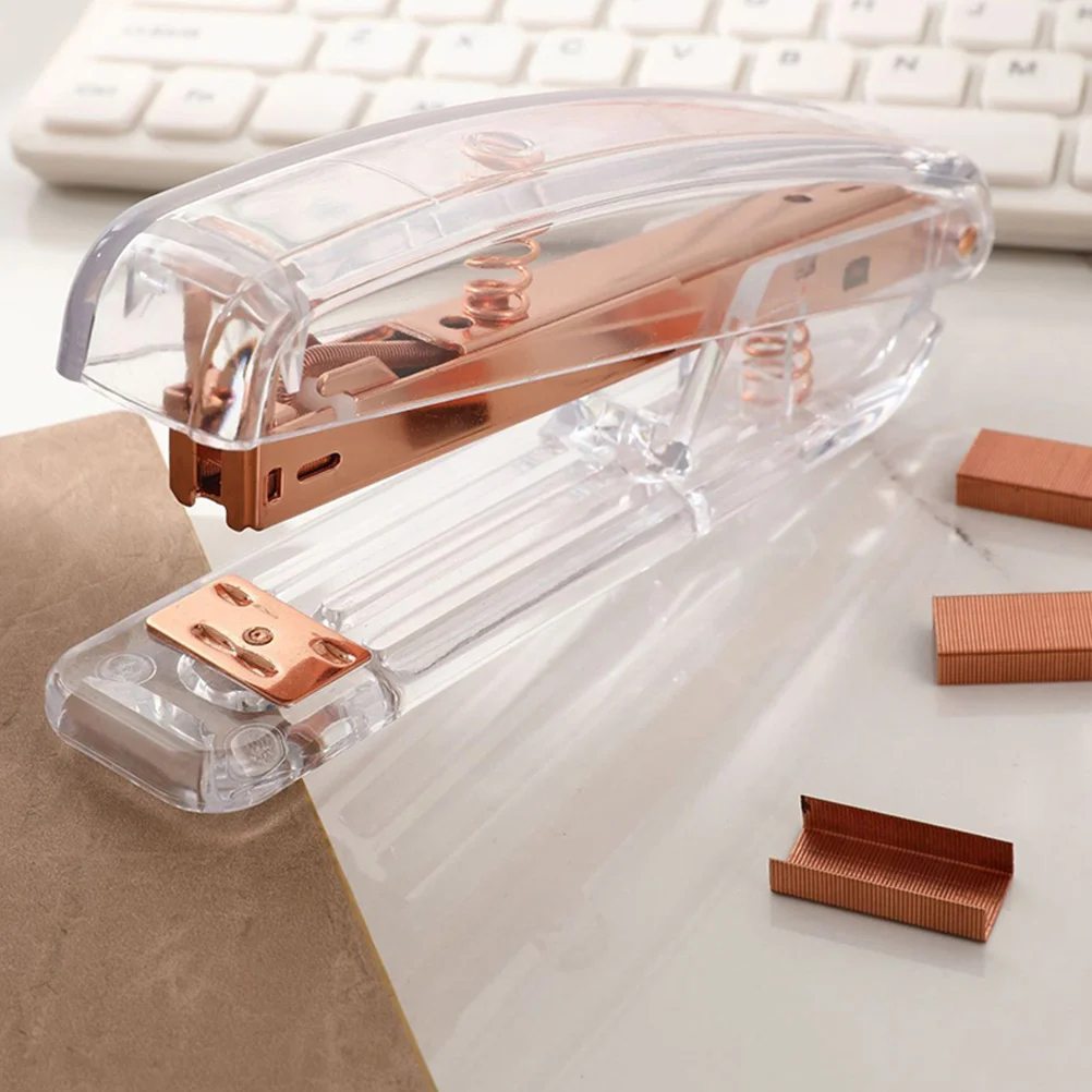 1Pc Transparent Stapler Practical School Stapler Paper Binding Machine Stapling Tool