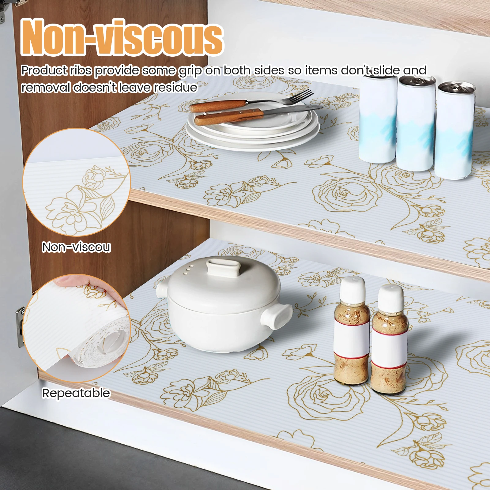Waterproof EVA Drawer Liners Shelf Mats for Kitchen Cabinets