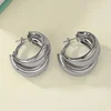 Boucles d'oreilles créoles épaisses en acier inoxydable pour femmes et filles, couleur or, Double anneau, goutte géométrique épaisse, bijoux de déclaration, cadeau