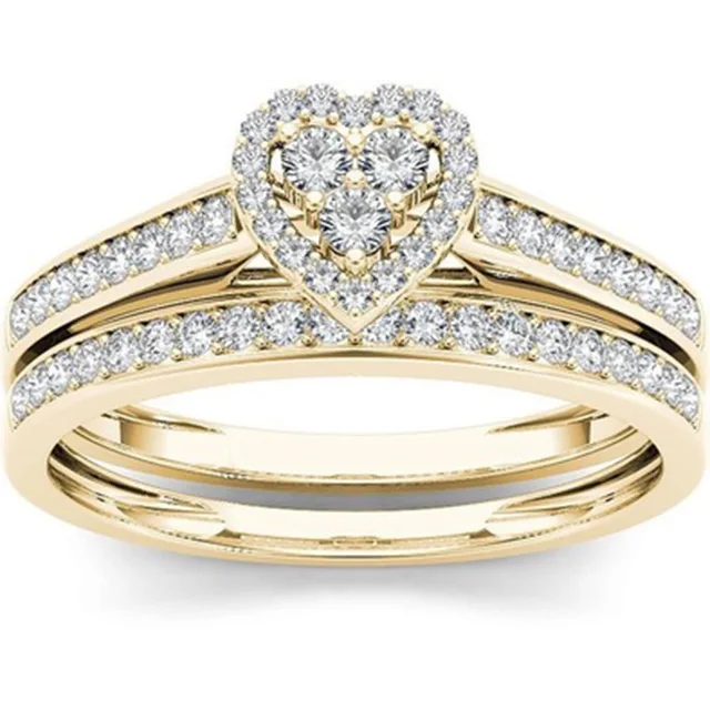 Mifeiya Luxury Wedding Engagement Lover's Ring Set Bling Iced Out Geometric AAA Cubic Zircon Crystal Ring for Couple Women Men AJZ142XS