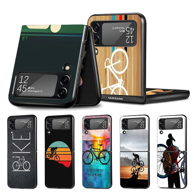 Bicicletta Bike Sport Z Flip 4 Z Flip 4 Phnoe Case Per Samsung Z Flip 3 5 5G Black Hard Shell Galaxy Zflip3 Zflip4 Zflip5 Unique