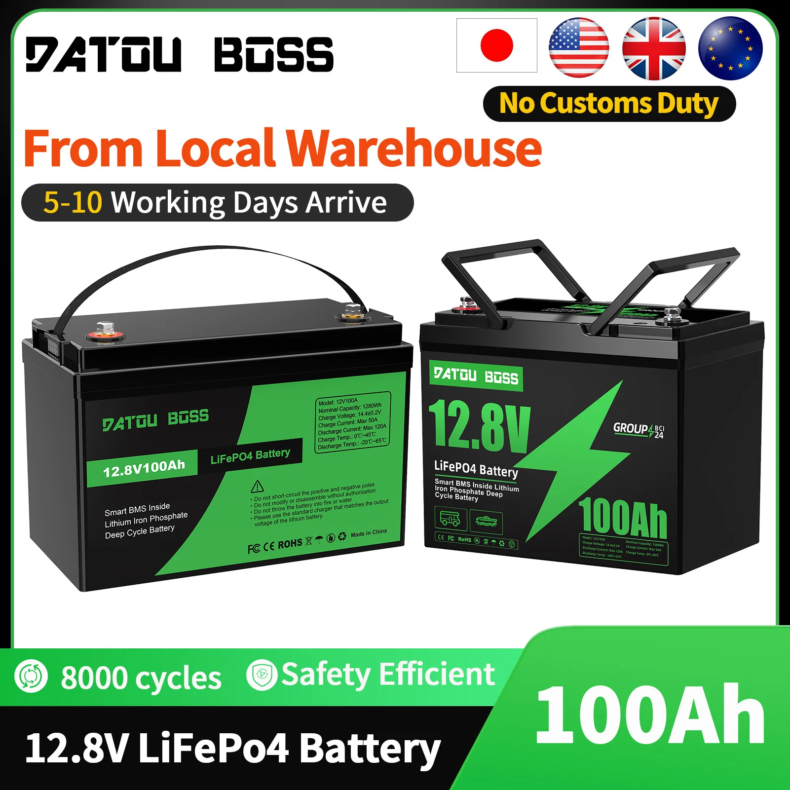 MFUZOP 12V 100Ah LiFePO4 Battery with Low-Temp Protection