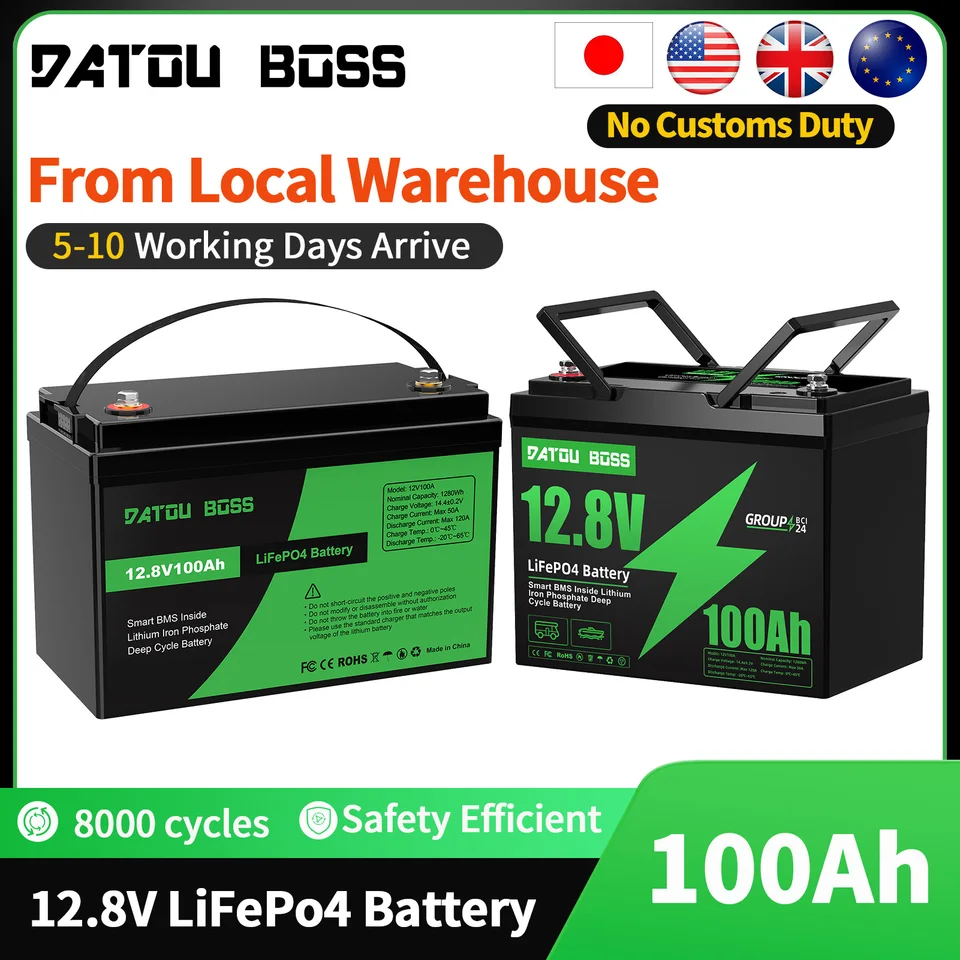 MFUZOP 12V 100Ah LiFePO4-Akku mit Low-Temp-Schutz, integriertem