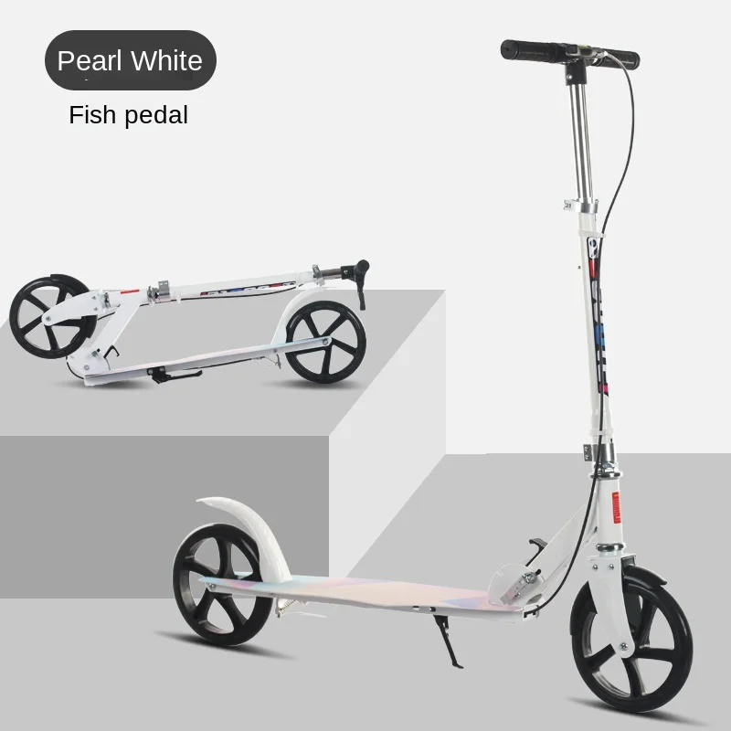 Foldable Adult Two-Wheel Scooter with Handbrake Outdoor Sports City Work School Student Teenagers One-Legged