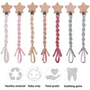 Baby Beech Wood Pentagram Pacifier Clip Handmade Woven Cotton Soother Nipple Chain For Baby Nursing Teether Chewing Toys Gift 1