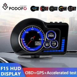 Podofo Car Digital Speedometer OBD2+GPS Head Up Display HUD Turbo Pressure Overspeed Alarm For Universal Fuel Cars After 2007
