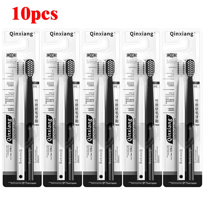 Sustainable Bamboo Charcoal Toothbrush Set with Soft Bristles