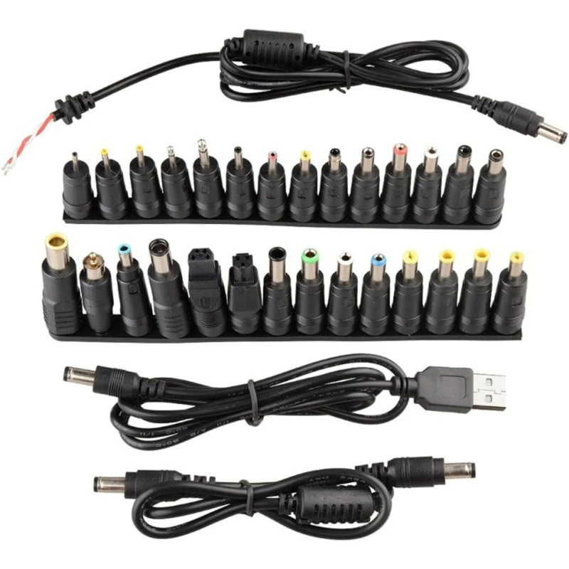 

Universal Laptop Power Adapter Set, 28 Pieces Tip Direct Current Connectors with 3Pcs DC5521 5.5x2.1mm Power Cable