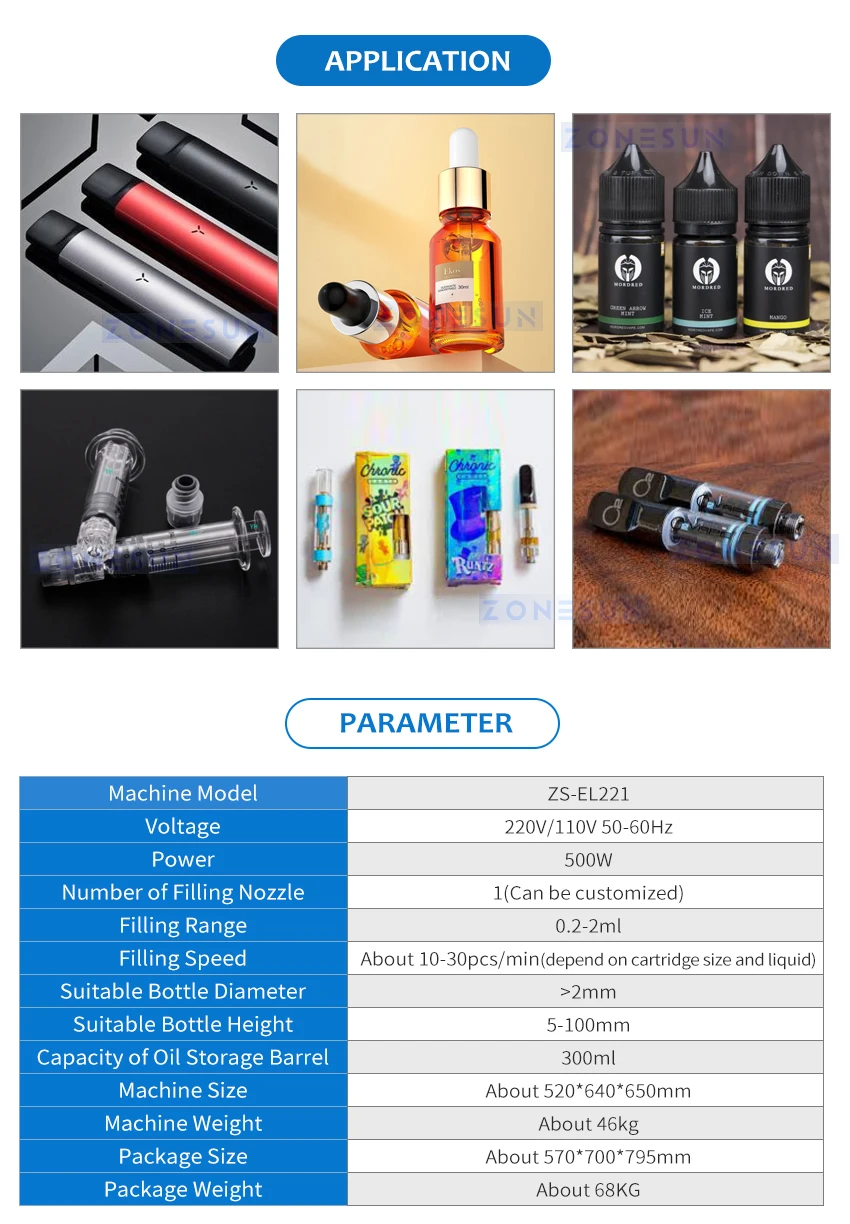 ZONESUN ZS-EL221 Automatic oil Cartridge Filling Machine