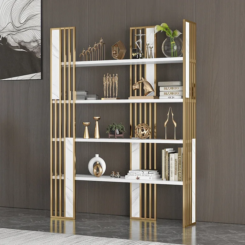 Luxurious simple bookshelf floor bookcase shelf bedroom small display rack modern office storage decoration rack