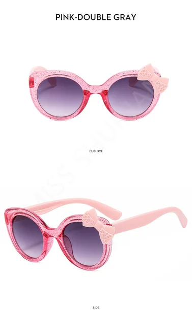 Óculos de sol infantil gatinho com laço para meninas e meninos_voghion.com