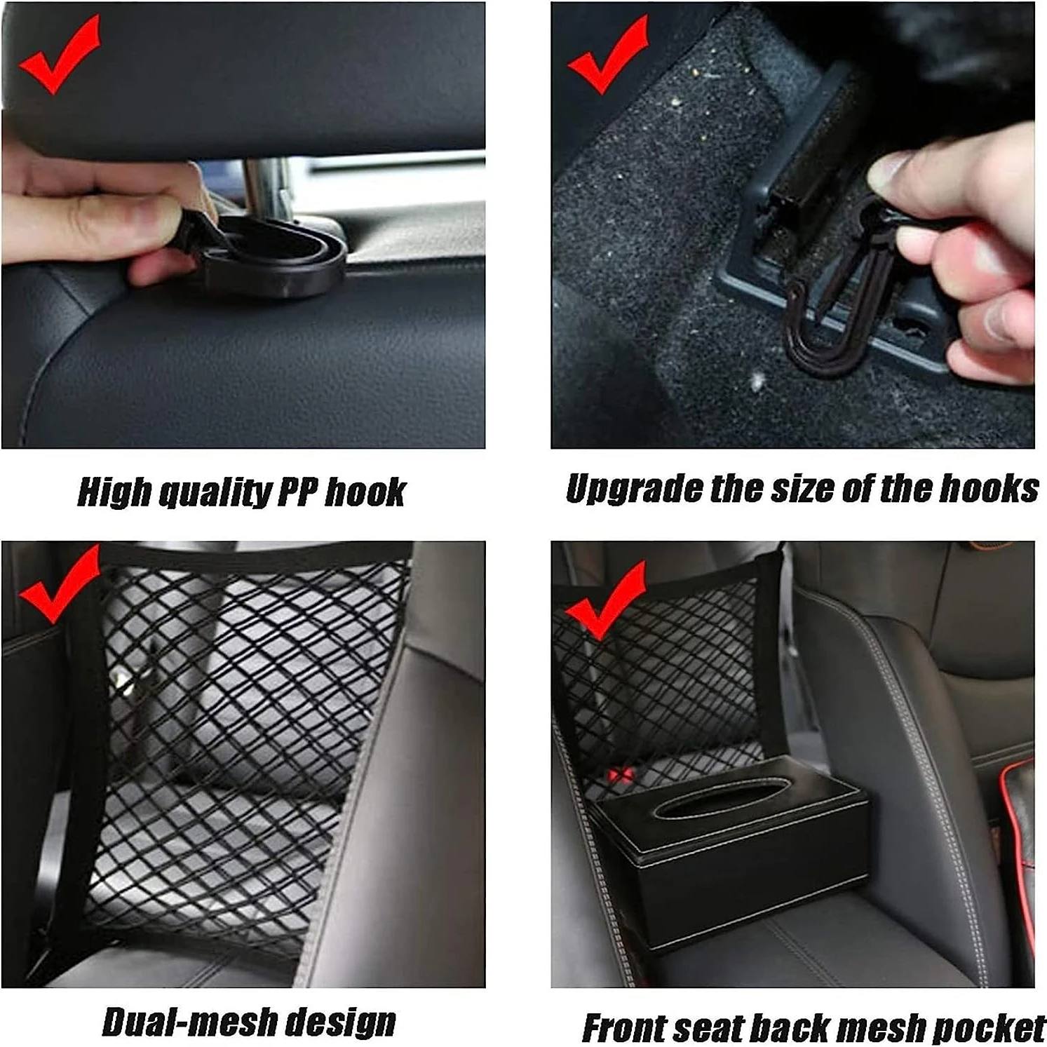Barrera de coche para mascotas con bolsa de almacenamiento de malla de seguridad automática, Protector de asiento trasero, red de seguridad para s - Imagen 2