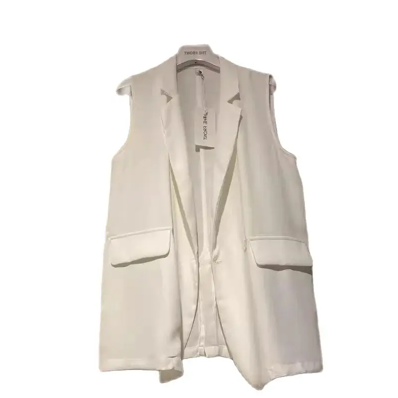 Fat MM300 kg Lapel Sleeveless One Button Suit for Women 2024 Summer New Loose Versatile Thin Suit Vest Coat Solid Color Commuter