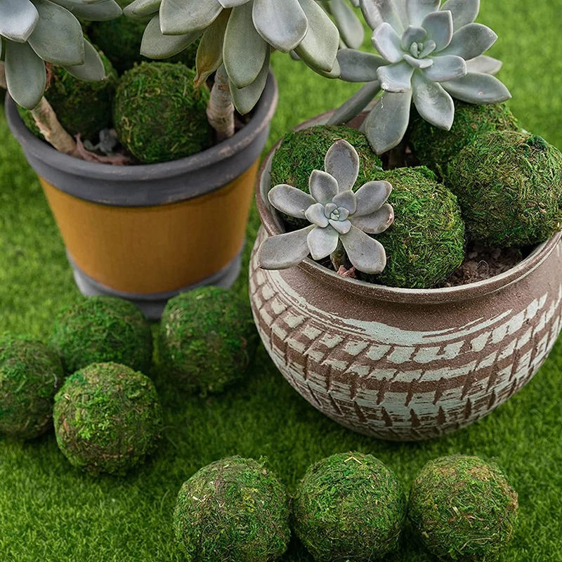 38 Pieces Moss Balls Decorative Green Plant Mossy Globes Dried Green Moss  Dec