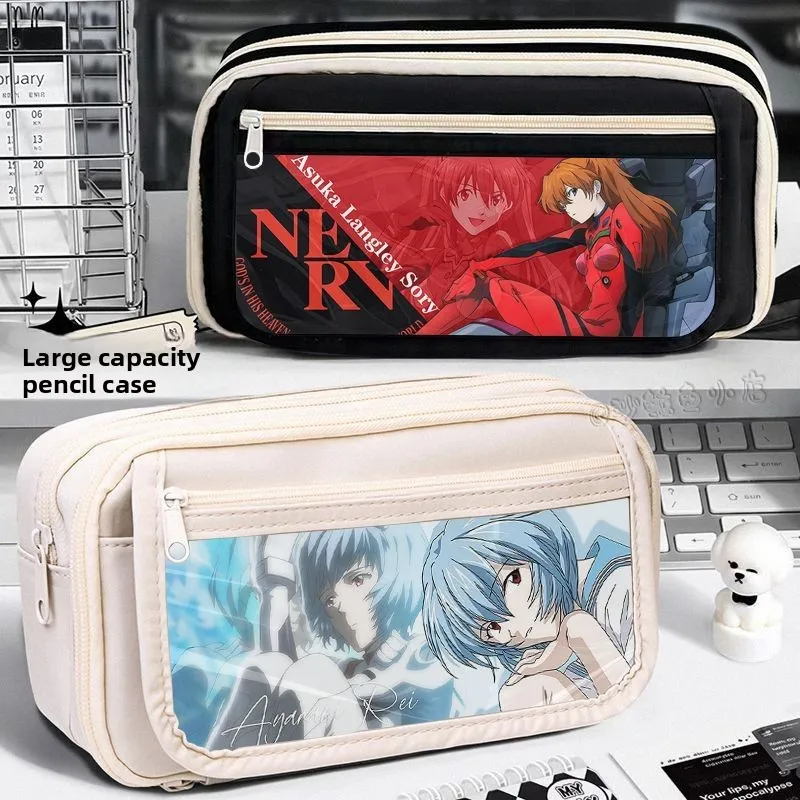 Evangelion Anime Pencil Case - Cute Cartoon Design with Large Capacity for School and Office Use