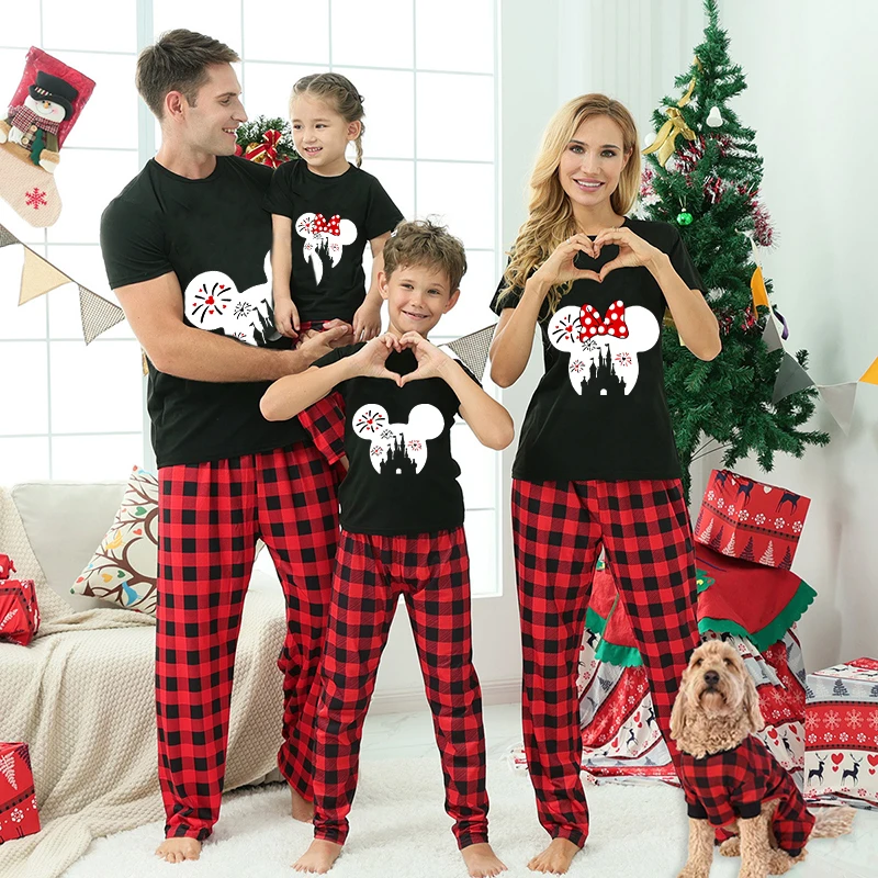 

Family Matching Pajamas Exclusive Design Cartoon Mice Castle Black Pajamas Set