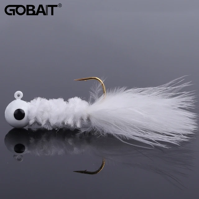 Fishing Crappie Jig Heads 5PCS Marabou Feather Jig Head Hooks Fishing Lures  Kit for Walleye Panfish