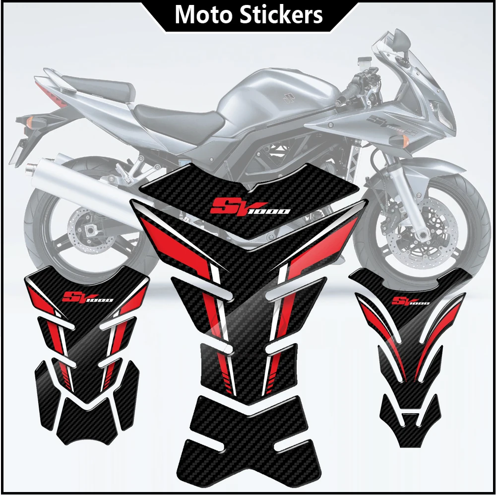 Per Suzuki Sv1000 Sv 1000 Decalcomanie 3D Carbon-Look Moto Tank Pad Protector Sticker