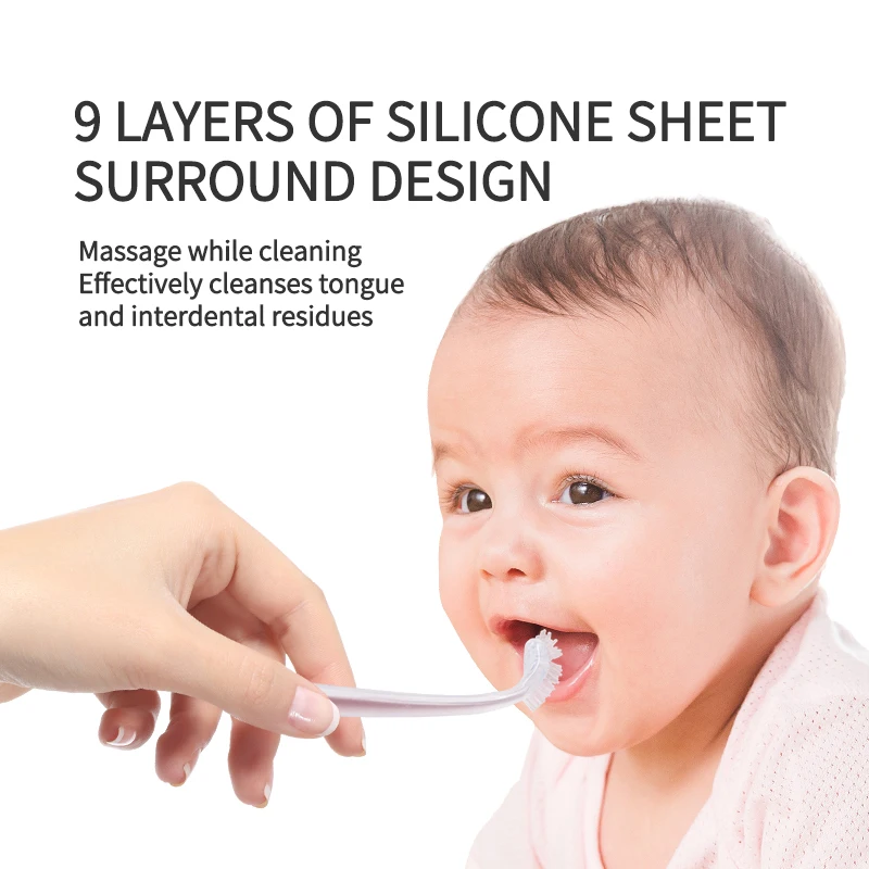 2 Pcs Baby Toothbrushes Suit 0-18 Months Tongue Cleaning And Protection Of Deciduous Teeth Food Grade Silicone Bpa Free
