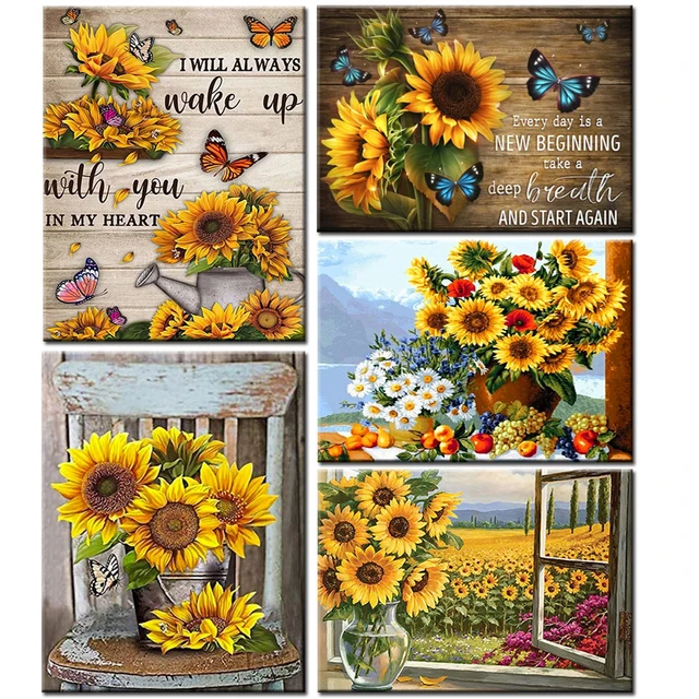 Diamond Art Sunflower mosaic pattern Diamond Painting 5d Diy Flower Cross  Stitch Kit Rhinestones Embroidery Kitchen Decoration