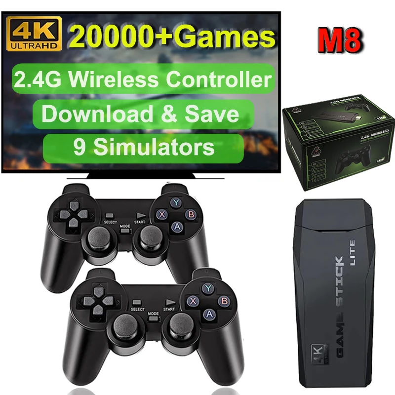Consola de videojuegos con 40000 juegos integrados, mando inalámbrico, TV Stick, 4K, HD, Retro, Mini reproductor de juegos portátil