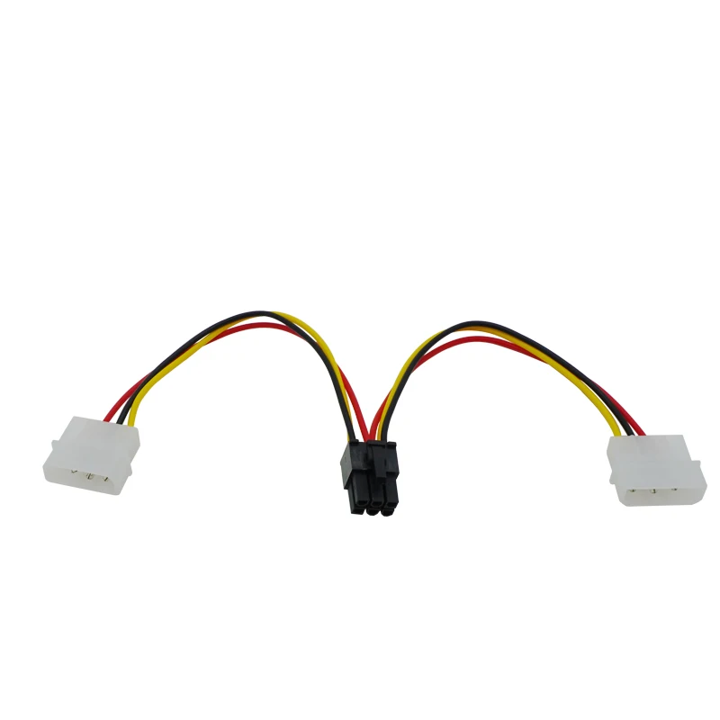 1PC 2X 4 Pin Molex to 6 Pin PCI Express PCIE Video Card Power Adapter Cable