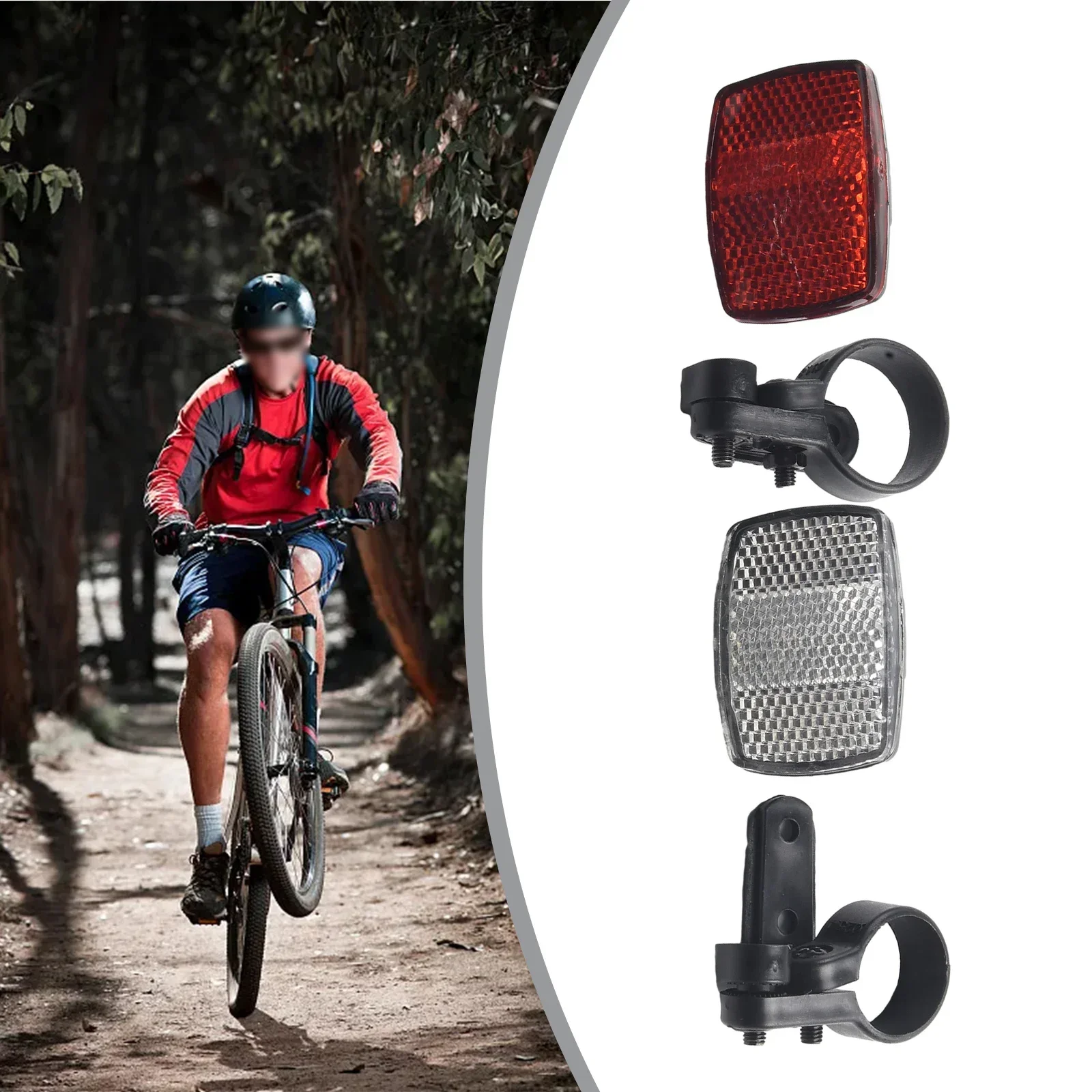 2 Pack Front & Rear Bike Bicycle Reflector Set Red & White Mounting Bracket bike accessories