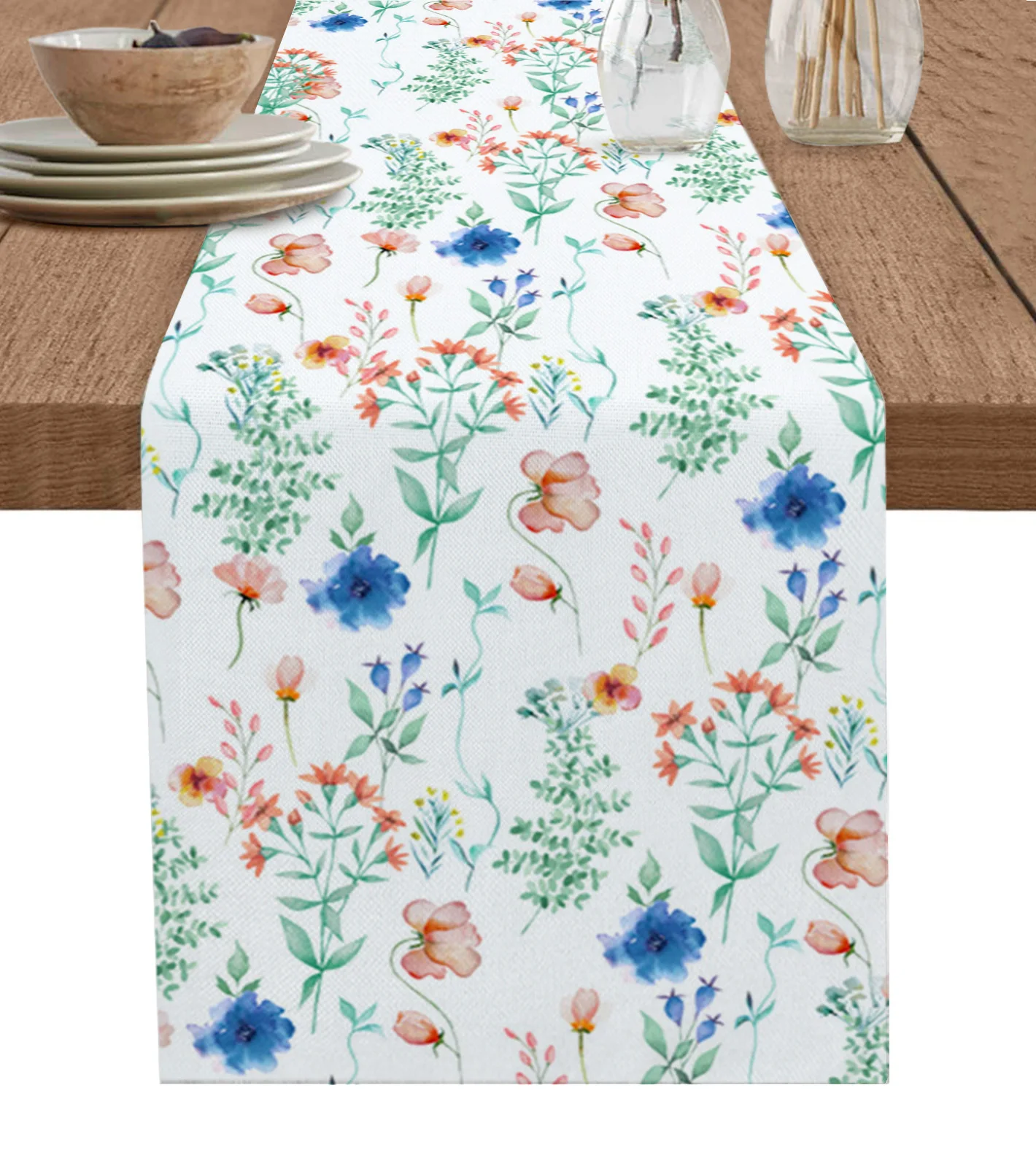 

Hand Drawn Plants Flowers Table Runner Luxury Wedding Decor Table Runner Home Dining Holiday Decor Tablecloth