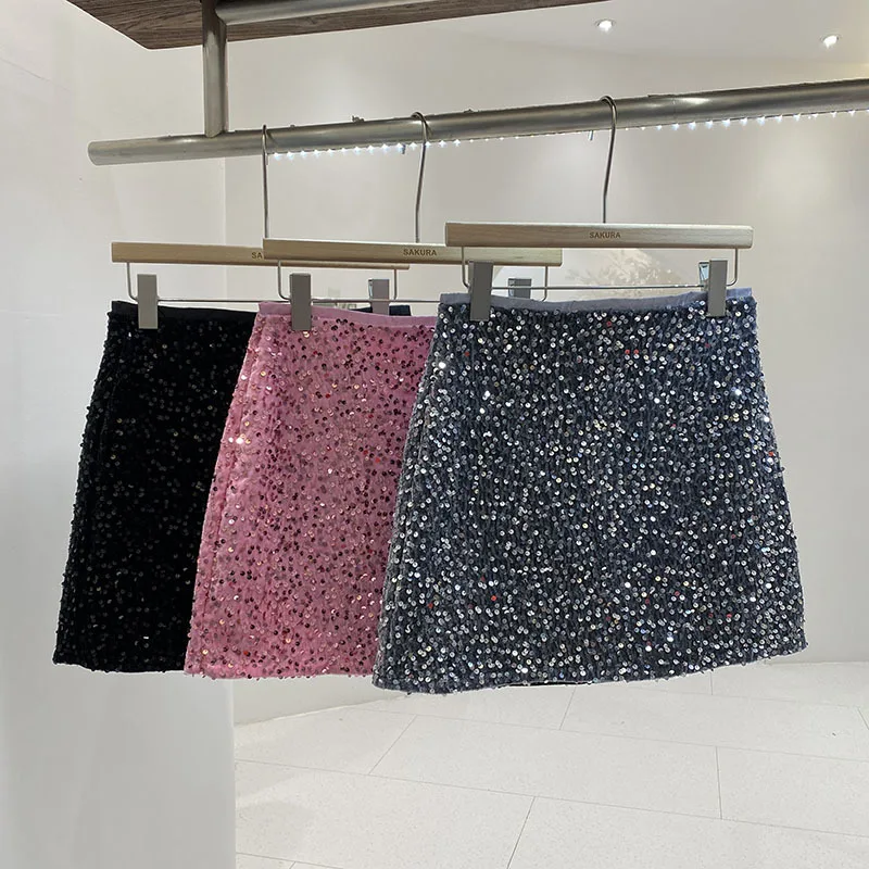 

Sequined Mini Skirt Women A-line High Waist Female Sexy Skirt French Chic Streetwear Faldas Ajustadas Almighty Skirts