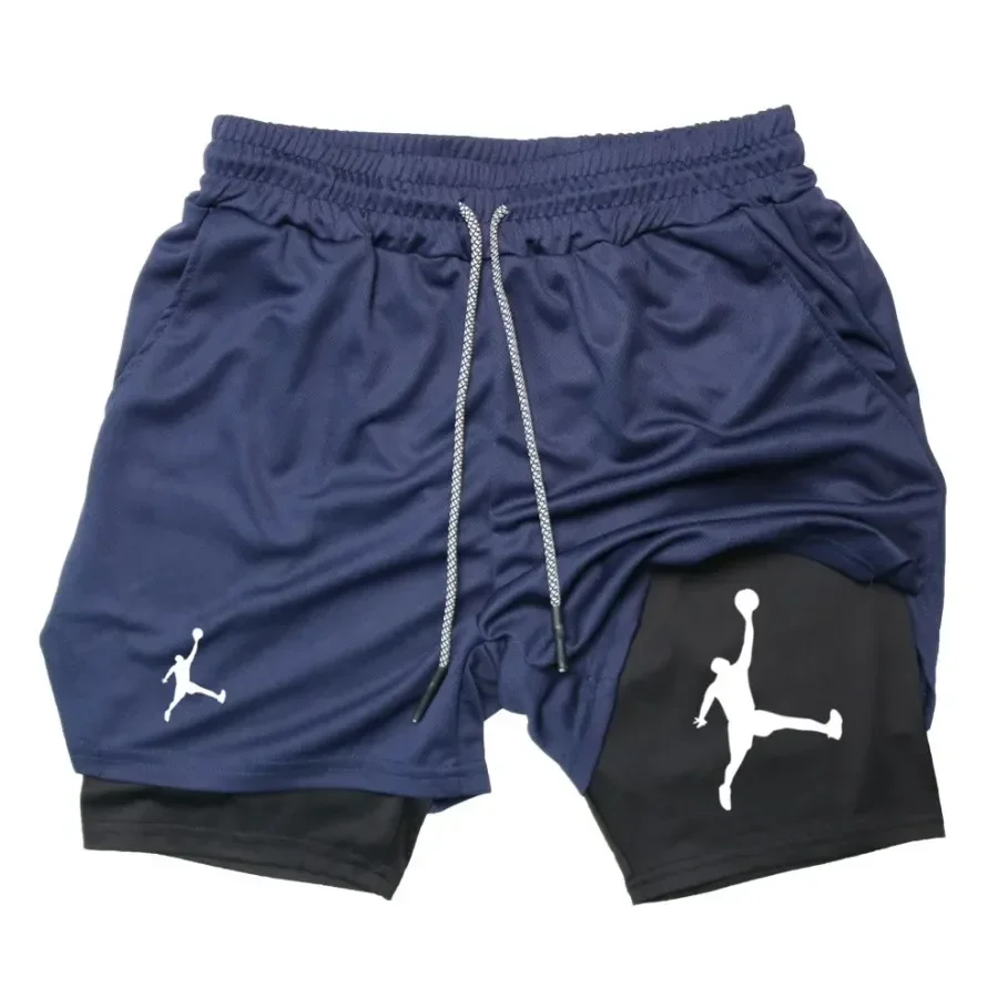 2025 Men's quick-drying and breathable gym training shorts, fashionable two-in-one jogging shorts, summer casual sports shorts 3