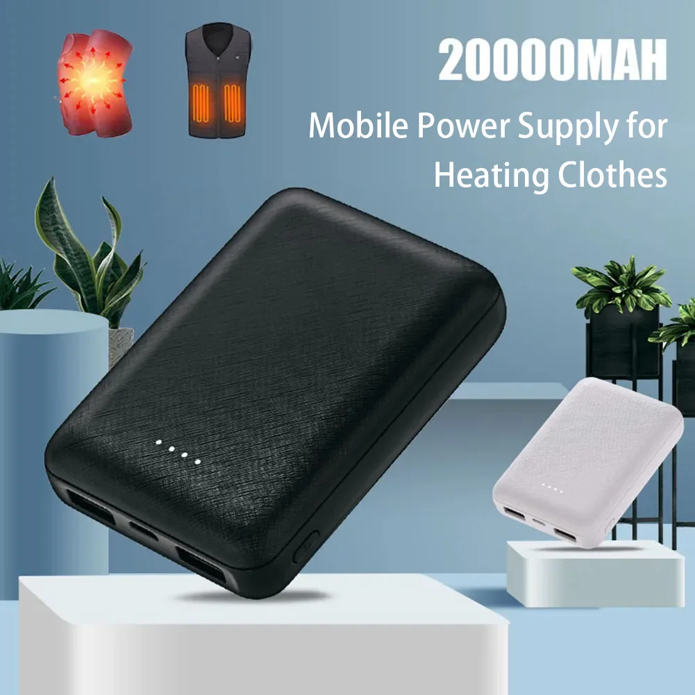 Portable Power Bank 20000mAh USB Fast Charging External Battery Pack For Heating Vest Jacket Scarf Socks Gloves
