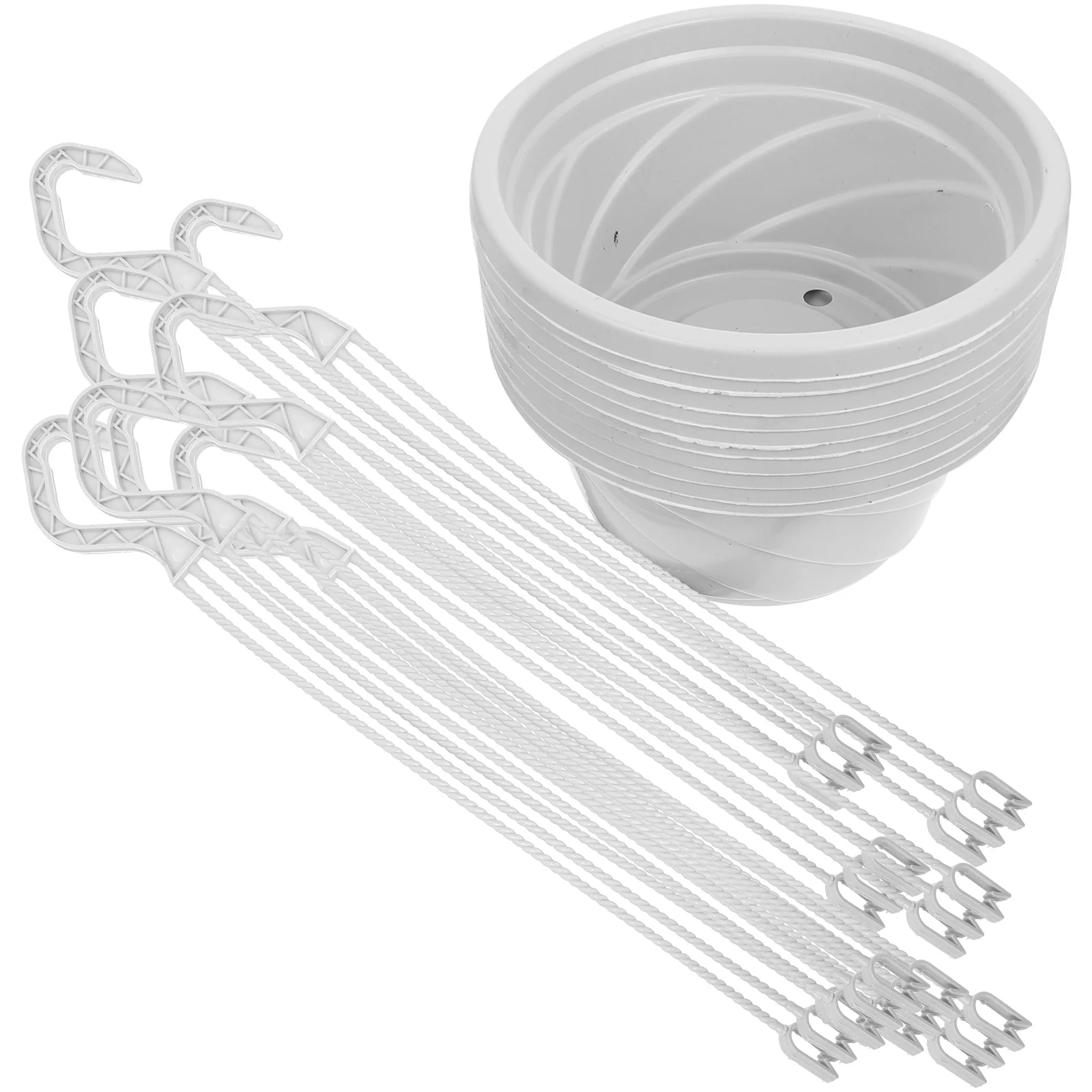 

Hanging Type Flower Basket Octagonal Plastic White Flower Pot Holder Decors Plastic Hanging Plant Pot Adornments Home Decor