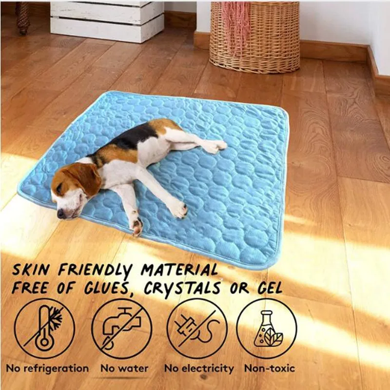 The Ultimate Cooling Pet Mat Breathable Washable Summer Pad Dog Cat Self Cool Blanket For Kennel Crate And Bed Sleeping Ice Silk_voghion.com