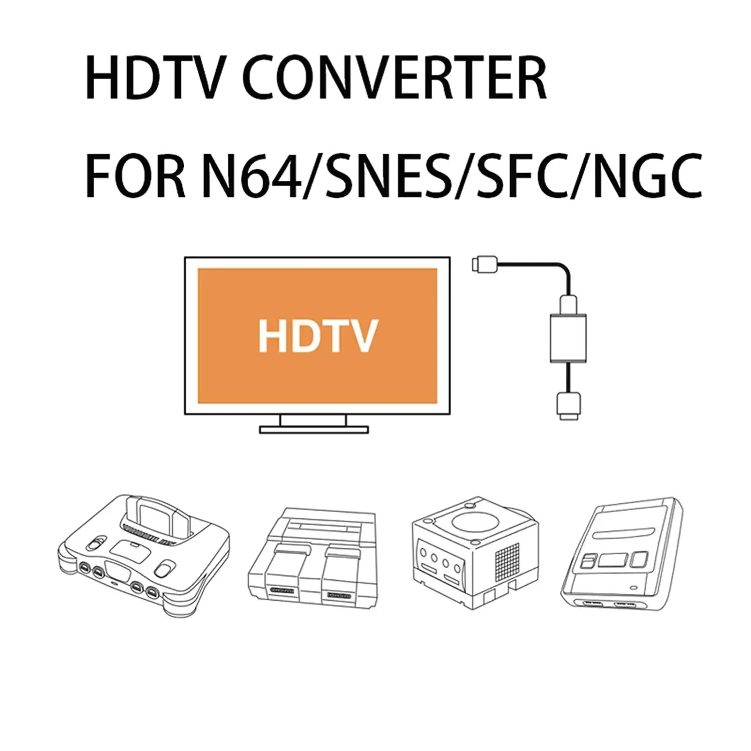 Voll digitaler 720P HDTV Gamecube SNES GC Plug-and-Play-Konverter für N64 zu HDMI-kompatibler Adapter, keine externe Stromversorgung erforderlich – Detail 2