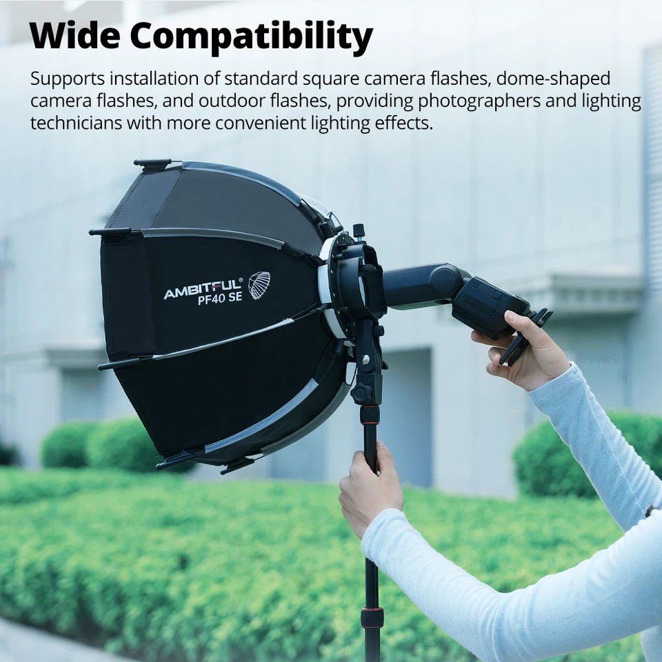 AMBITFUL 30cm 40cm PF30 SE PF40 SE 카메라 플래시 미니 소프트박스 휴대용 옥타곤 우산형 소프트박스 + 허니컴 그리드 (V1 AD200PRO 용)