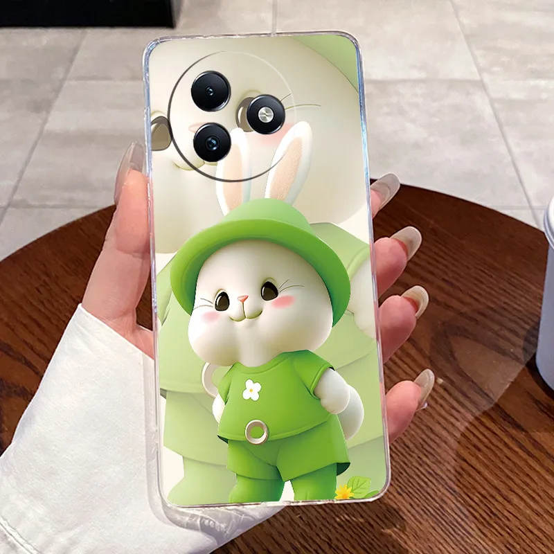 Clear Case with Cute Love Rabbit Cartoon - Luxury Soft Silicone TPU Cover