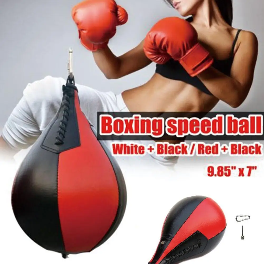 Home Pear Shape Speed Ball Punch Bag Inflatable For Boxing Fitness Gym Exercise PU Leather Hanging Portable